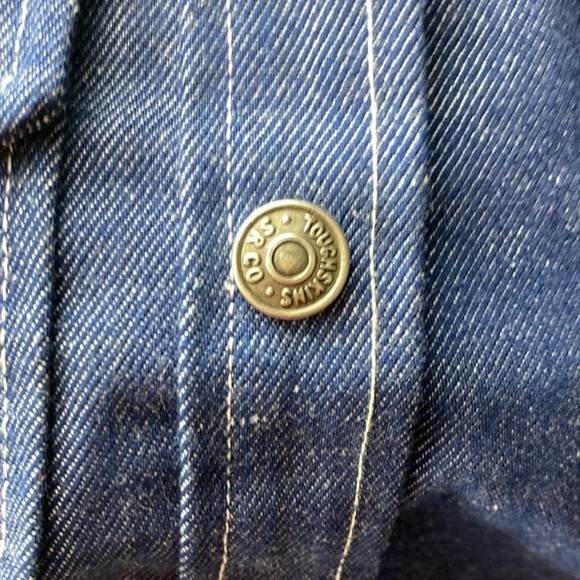 Vintage 70s Sears Toughskins Dark Denim Snap Work Shirt Embroidered Sz 6 Small - Picture 5 of 15